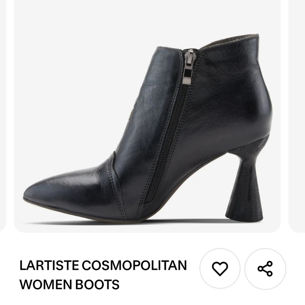 Black Leather Ankle Booties with Teal and Mustard Floral Detail - Picture 2 of 5